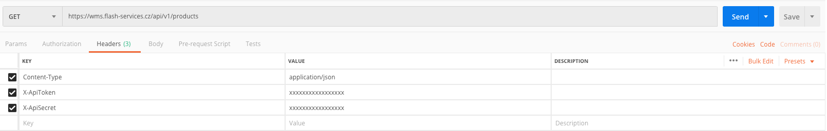 Nastavení Postman authentizace